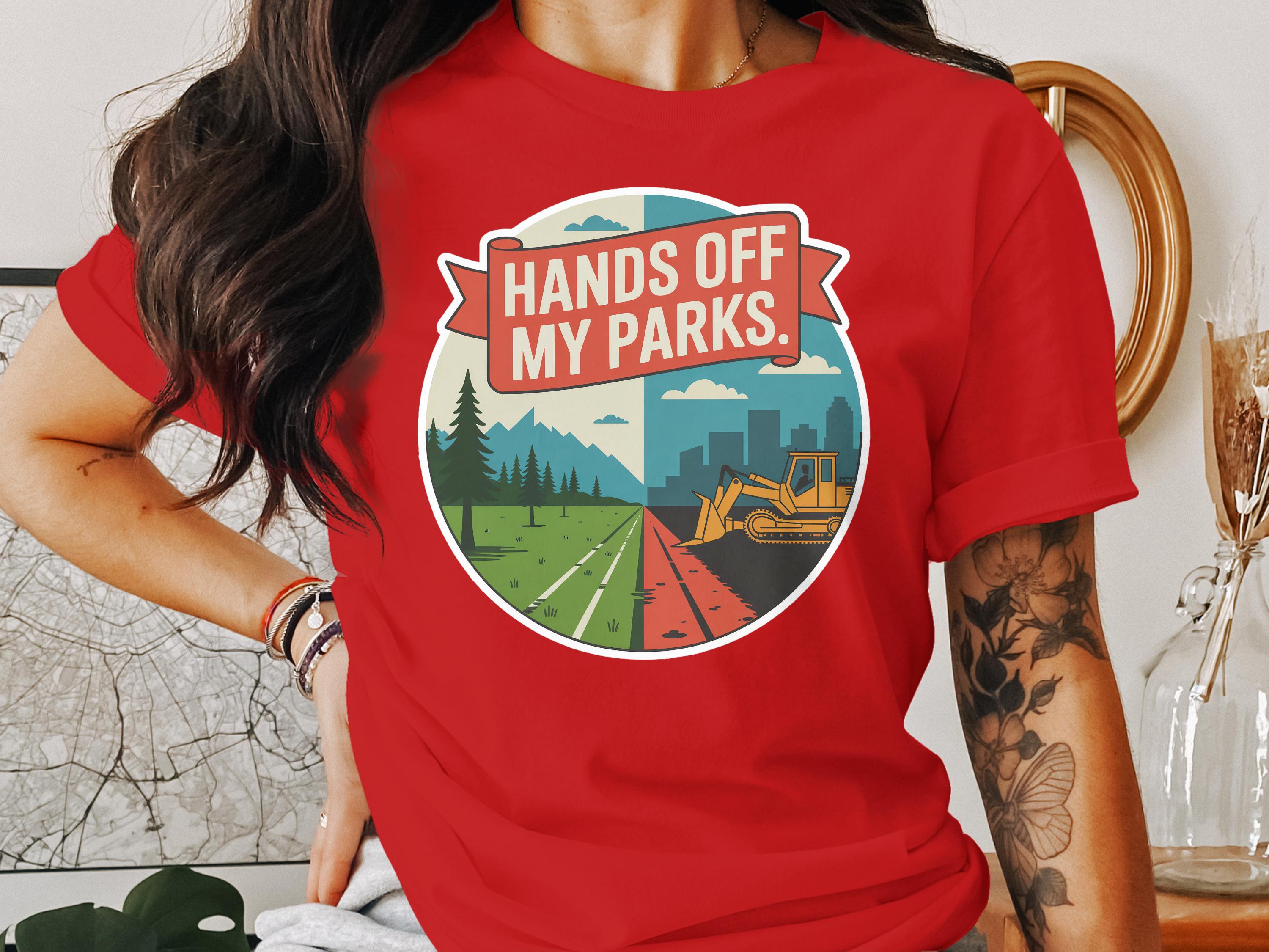 Hands Off My Parks Graphic Red T-shirt product