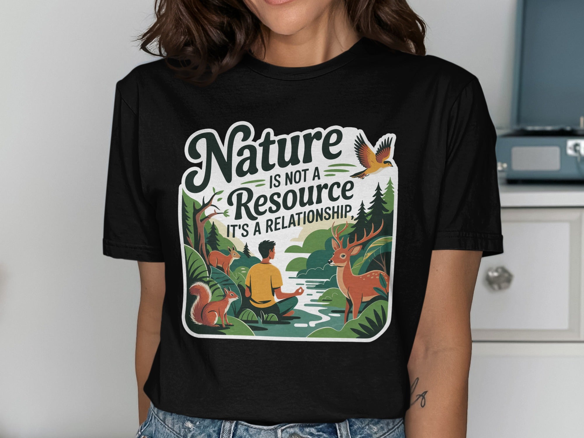 Nature Relationship Graphic Design Black Shirt product